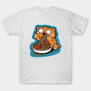 Cat eating spaghetti meme T-Shirt